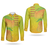 Hawaiian Mango Couples Matching Short Sleeve Bodycon Dress and Long Sleeve Button Shirt Polynesian Art Pattern and Kakau Tattoo