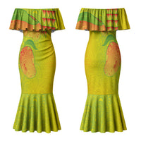 Hawaiian Mango Family Matching Mermaid Dress and Hawaiian Shirt Polynesian Art Pattern and Kakau Tattoo