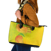 Hawaiian Mango Leather Tote Bag Polynesian Art Pattern and Kakau Tattoo