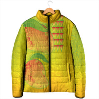 Hawaiian Mango Padded Jacket Polynesian Art Pattern and Kakau Tattoo