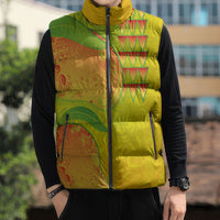 Hawaiian Mango Sleeveless Puffer Jacket Polynesian Art Pattern and Kakau Tattoo