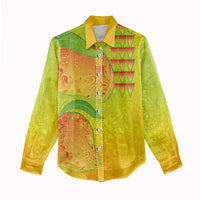 Hawaiian Mango Women Casual Shirt Polynesian Art Pattern and Kakau Tattoo