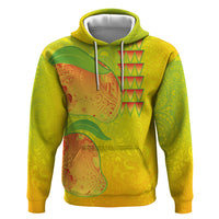 Hawaiian Mango Zip Hoodie Polynesian Art Pattern and Kakau Tattoo