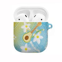 Hawaiian Ukulele Avocado AirPods Case Leis and Polynesian Pattern