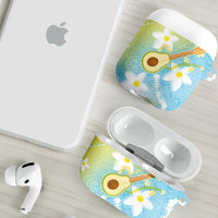 Hawaiian Ukulele Avocado AirPods Case Leis and Polynesian Pattern
