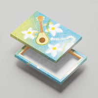 Hawaiian Ukulele Avocado Canvas Wall Art Leis and Polynesian Pattern
