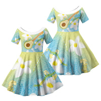 Hawaiian Ukulele Avocado Family Matching Long Sleeve Bodycon Dress and Hawaiian Shirt Leis and Polynesian Pattern
