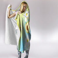 Hawaiian Ukulele Avocado Hooded Blanket Leis and Polynesian Pattern