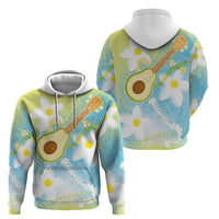 Hawaiian Ukulele Avocado Hoodie Leis and Polynesian Pattern