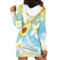 Hawaiian Ukulele Avocado Hoodie Dress Leis and Polynesian Pattern
