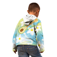 Hawaiian Ukulele Avocado Kid Hoodie Leis and Polynesian Pattern