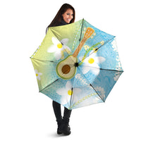 Hawaiian Ukulele Avocado Umbrella Leis and Polynesian Pattern