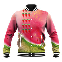 Hawaiian Watermelon Baseball Jacket with Kakau Art Tattoo