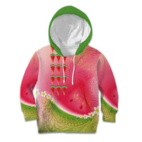 Hawaiian Watermelon Kid Hoodie with Kakau Art Tattoo