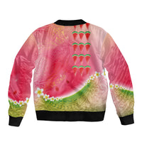 Hawaiian Watermelon Sleeve Zip Bomber Jacket with Kakau Art Tattoo