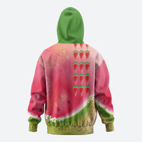Hawaiian Watermelon Zip Hoodie with Kakau Art Tattoo