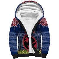 Guam Christmas Sherpa Hoodie Chamorro Guam Tattoos Beautiful Merry Xmas Snowflake LT03 Unisex Blue - Polynesian Pride