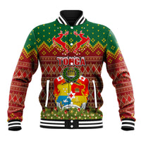 Tonga Christmas Baseball Jacket Coat of Arms and Map Beautiful Merry Xmas Snowflake LT03 Unisex Red - Polynesian Pride
