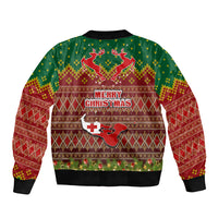 Tonga Christmas Bomber Jacket Coat of Arms and Map Beautiful Merry Xmas Snowflake LT03 - Polynesian Pride