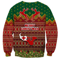 Tonga Christmas Sweatshirt Coat of Arms and Map Beautiful Merry Xmas Snowflake LT03 - Polynesian Pride