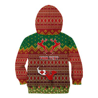 Personalised Tonga Christmas Kid Hoodie Coat of Arms and Map Beautiful Merry Xmas Snowflake LT03 - Polynesian Pride