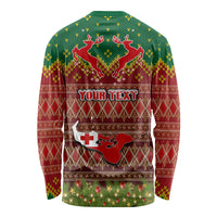 Personalised Tonga Christmas Long Sleeve Shirt Coat of Arms and Map Beautiful Merry Xmas Snowflake LT03 - Polynesian Pride