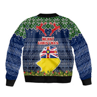 Niue Christmas Bomber Jacket Coat of Arms and Map Beautiful Merry Xmas Snowflake LT03 - Polynesian Pride