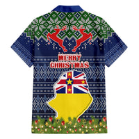 Niue Christmas Family Matching Off Shoulder Long Sleeve Dress and Hawaiian Shirt Coat of Arms and Map Beautiful Merry Xmas Snowflake LT03 - Polynesian Pride