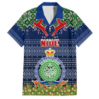 Niue Christmas Kid Hawaiian Shirt Coat of Arms and Map Beautiful Merry Xmas Snowflake LT03 Kid Blue - Polynesian Pride