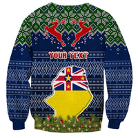 Personalised Niue Christmas Sweatshirt Coat of Arms and Map Beautiful Merry Xmas Snowflake LT03 - Polynesian Pride