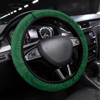 Kiribati Christmas Steering Wheel Cover Santa With Gift Bag Behind Ribbons Seamless Green Maori LT03 Universal Fit Green - Polynesian Pride