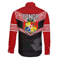 Tonga Family Matching Short Sleeve Bodycon Dress and Hawaiian Shirt Tonga Coat of Arms with Seamless Tapa Ngatu Pattern LT03 - Polynesian Pride