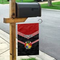 Tonga Garden Flag Tonga Coat of Arms with Seamless Tapa Ngatu Pattern LT03 - Polynesian Pride