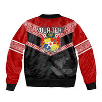 Personalised Tonga Bomber Jacket Tonga Coat of Arms with Seamless Tapa Ngatu Pattern LT03 - Polynesian Pride