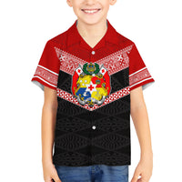 Personalised Tonga Hawaiian Shirt Tonga Coat of Arms with Seamless Tapa Ngatu Pattern LT03 - Polynesian Pride