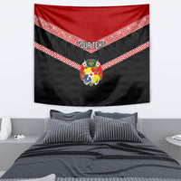 Personalised Tonga Tapestry Tonga Coat of Arms with Seamless Tapa Ngatu Pattern LT03 - Polynesian Pride