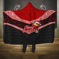 Tonga Christmas Hooded Blanket Tongan Coat of Arms Santa With Ngatu Pattern Christmas Red Style LT03 One Size Red - Polynesian Pride