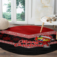 Tonga Christmas Round Carpet Tongan Coat of Arms Santa With Ngatu Pattern Christmas Red Style LT03 - Polynesian Pride