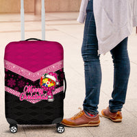 Tonga Christmas Luggage Cover Tongan Coat of Arms Santa With Ngatu Pattern Christmas Pink Style LT03 Pink - Polynesian Pride
