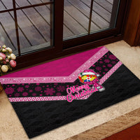 Tonga Christmas Rubber Doormat Tongan Coat of Arms Santa With Ngatu Pattern Christmas Pink Style LT03 - Polynesian Pride