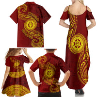 Tonga Ha'apai High School Family Matching Summer Maxi Dress and Hawaiian Shirt Ngatu and Maori Ethnic Tribal Pattern LT03 - Polynesian Pride