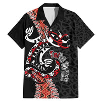 Aotearoa Toitu Te Tiriti Family Matching Mermaid Dress and Hawaiian Shirt Maori Taniwha Haka - Honour the Treaty LT03 Dad's Shirt - Short Sleeve Black - Polynesian Pride