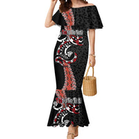 Aotearoa Toitu Te Tiriti Mermaid Dress Maori Taniwha Haka - Honour the Treaty LT03 Women Black - Polynesian Pride