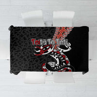 Aotearoa Toitu Te Tiriti Tablecloth Maori Taniwha Haka - Honour the Treaty LT03 Black - Polynesian Pride