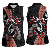 Aotearoa Toitu Te Tiriti Women Sleeveless Polo Shirt Maori Taniwha Haka - Honour the Treaty LT03