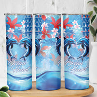 Hawaiian Dolphin Love Couple - Ocean Heart Skinny Tumbler