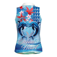 Hawaiian Dolphin Love Couple - Ocean Heart Women Sleeveless Polo Shirt LT03 - Polynesian Pride