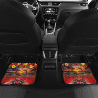 Hawaiian Turtle Love Couple Car Mats Ocean Serenade - Honu Honi Ihu with Hibiscus and Romantic Sunset Red Color