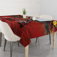 Hawaiian Turtle Love Couple Tablecloth Ocean Serenade - Honu Honi Ihu with Hibiscus and Romantic Sunset Red Color LT03 - Polynesian Pride