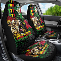 Hawaiian One Love Car Seat Cover Reggae Lion Tropical Plants and Kakau with Tribal Pattern LT03 - Polynesian Pride